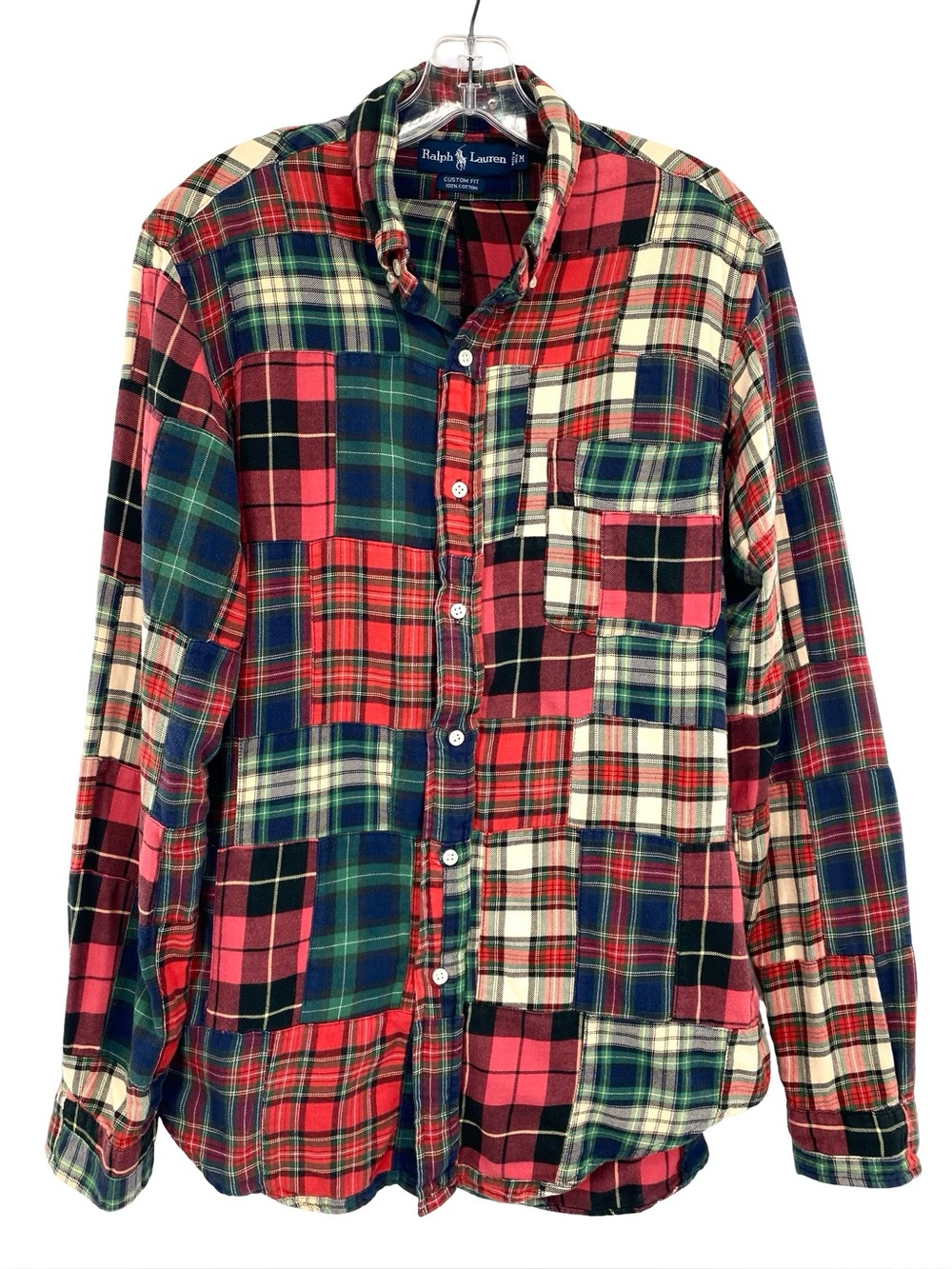 Ralph Lauren Men’s Blue Label Patchwork Plaid Flannel Button Down Shirt Medium